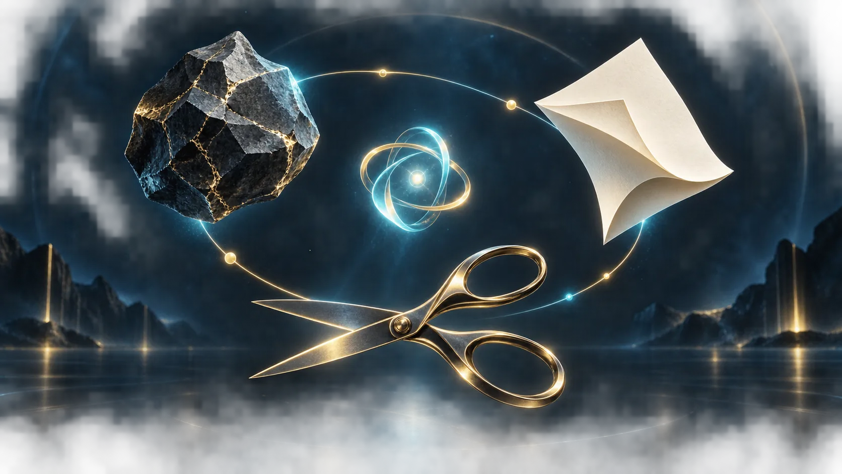 Rock, paper, and scissors orbiting a prediction signal